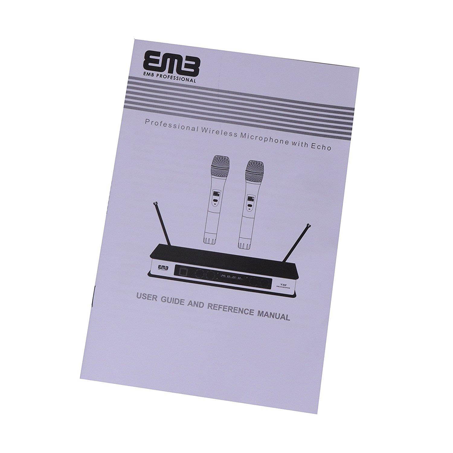 EMB EBM60E Yellow VHF Dual Wireless Handheld Microphone System with Echo Feature