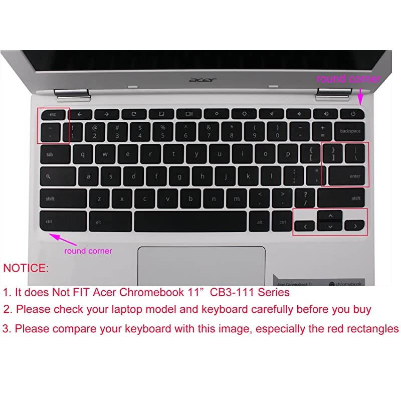 Keyboard Cover Skin for Acer Chromebook R11 CB3-131 CB5-132T, Acer Premium R11 Convertible, Acer Chromebook R13 CB5-312, Acer Chromebook 14 CB3-431,Acer Chromebook 15 CB3-531/532 (Ombre Pink)