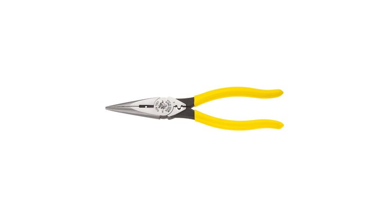 KLEIN TOOLS D203-8NCR Pliers, Long Nose Side Cutters, Strip/Crimp 8-Inch
