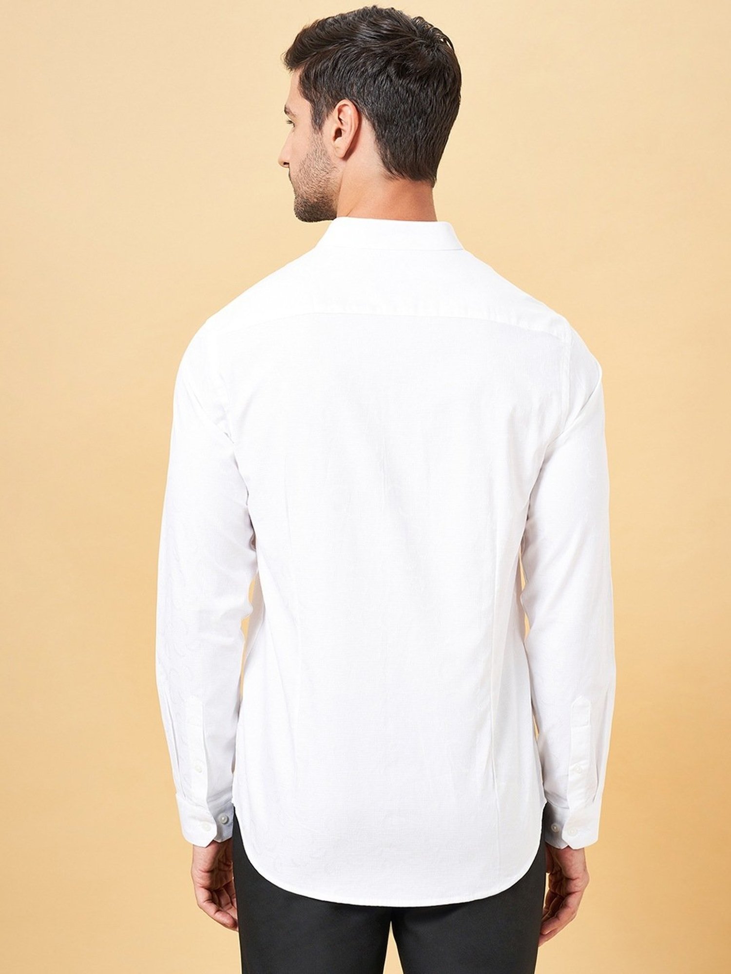 Peregrine by Pantaloons White Cotton Slim Fit Shirt