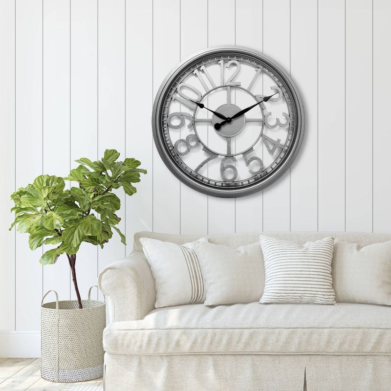 20" Open Dial Wall Clock Silver - Westclox