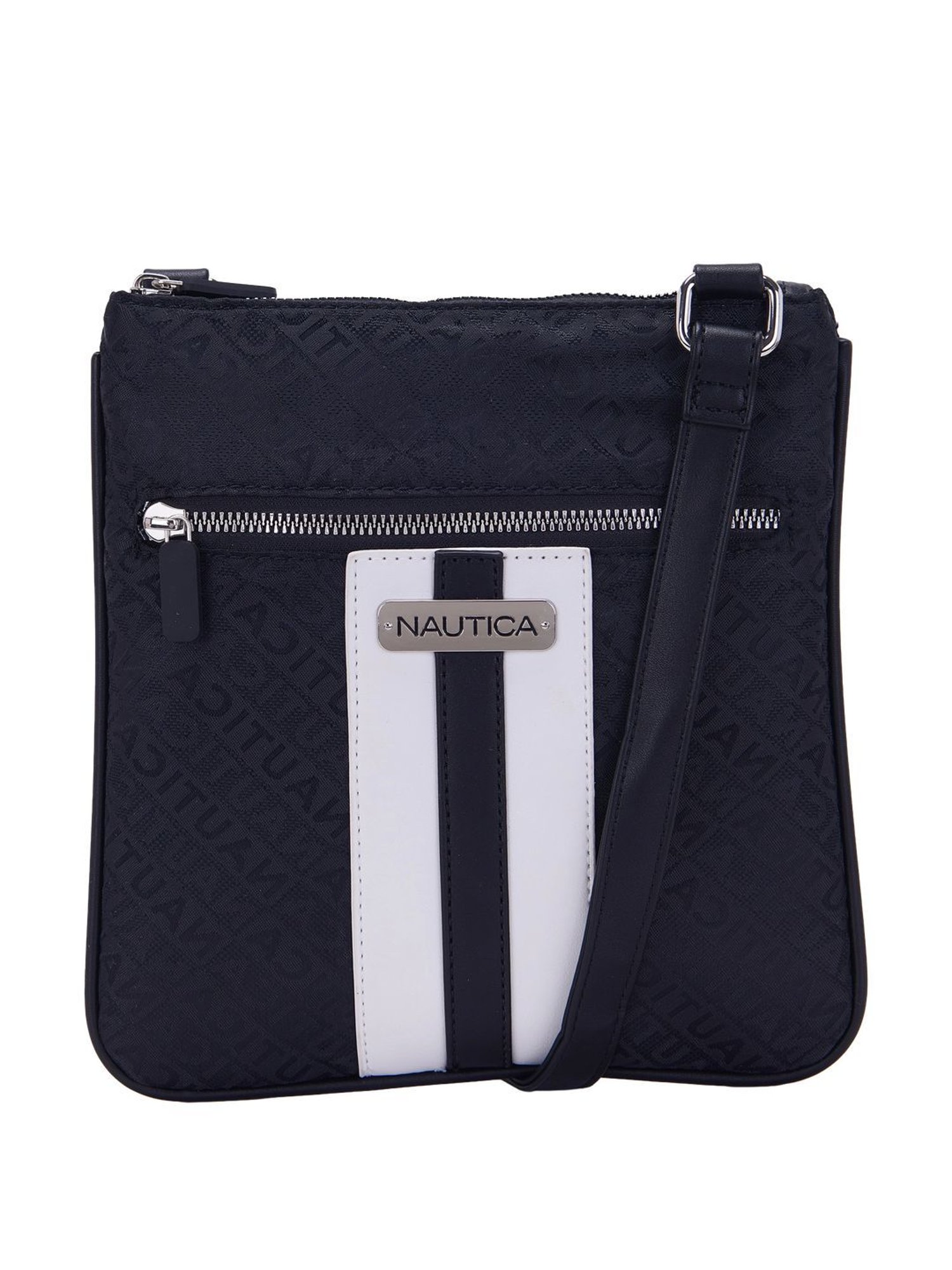Nautica Black Striped Medium Sling Handbag