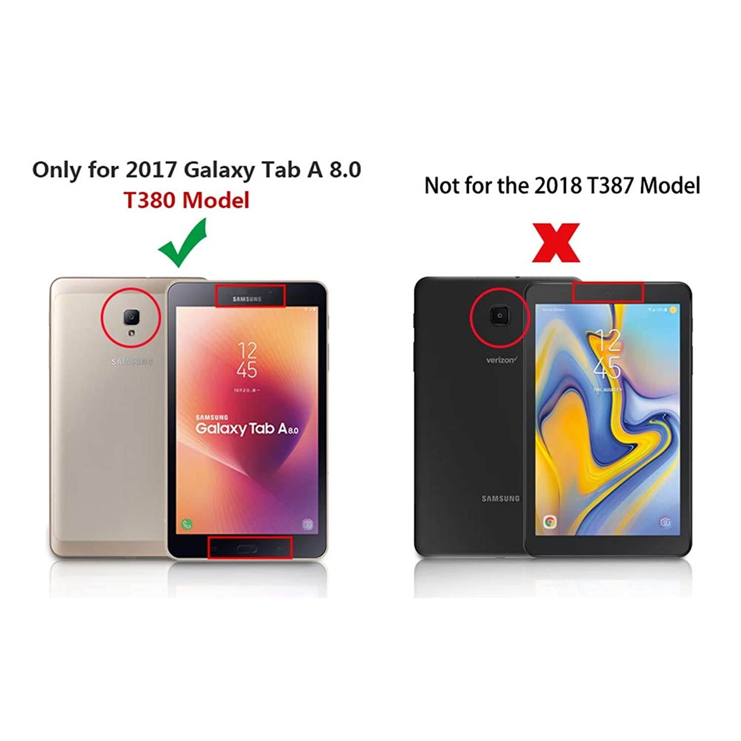 T Phael Black Compatible Samsung Galaxy SM-T380 Touch Screen Glass Digitizer Replacement, for Tab A 8.0 2017 WiFi Version, NOT for LTE SM-T385(NO LCD) with Adhesive and Tools