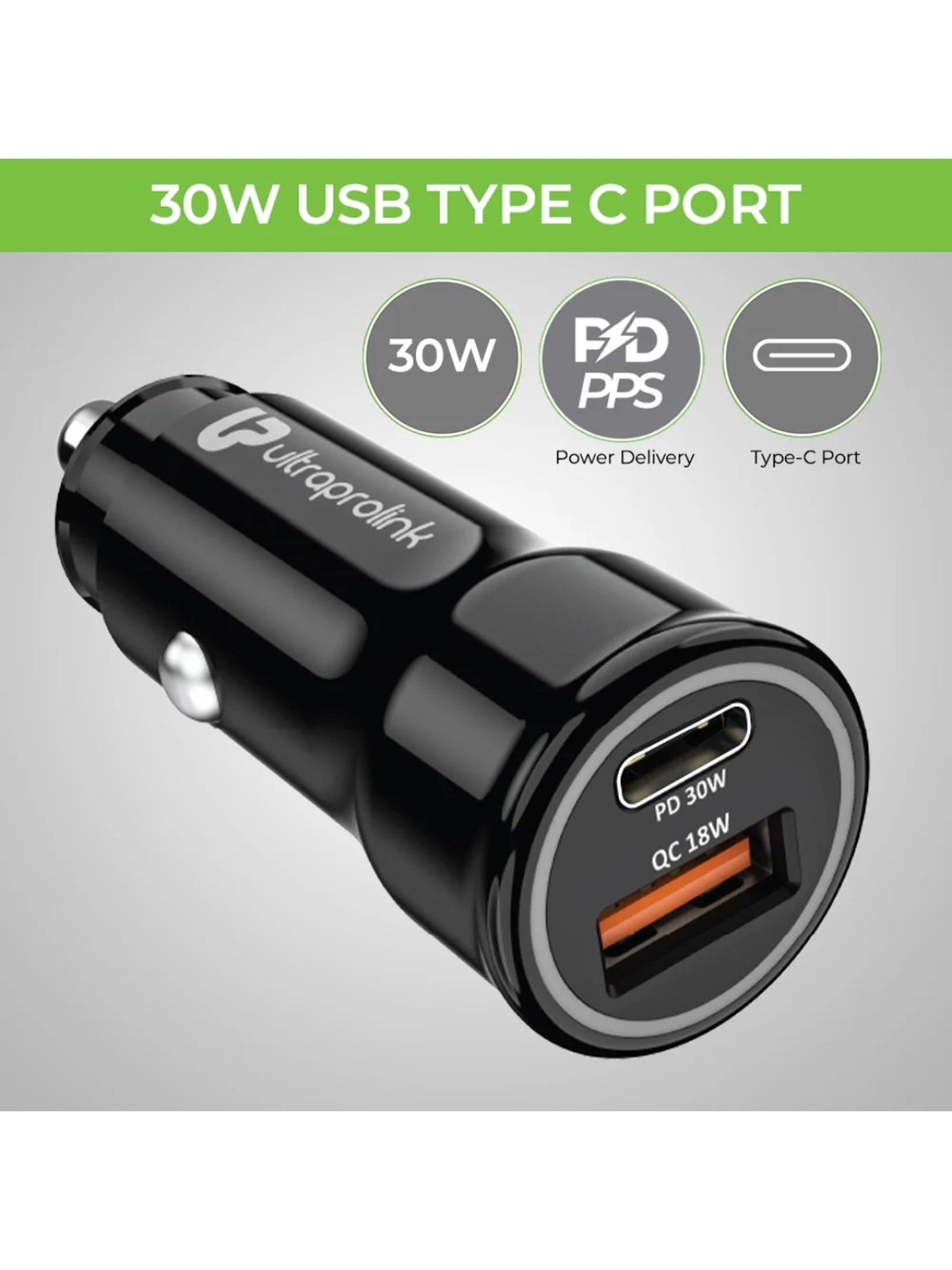 UltraProlink Mach 48 PD,PPS Car Charger 48W with 1m Cable (Black)