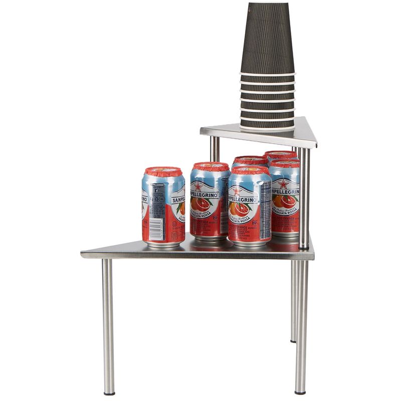 Mind Reader 2 Tier All Purpose Metal Kitchen Corner Rack, Silver