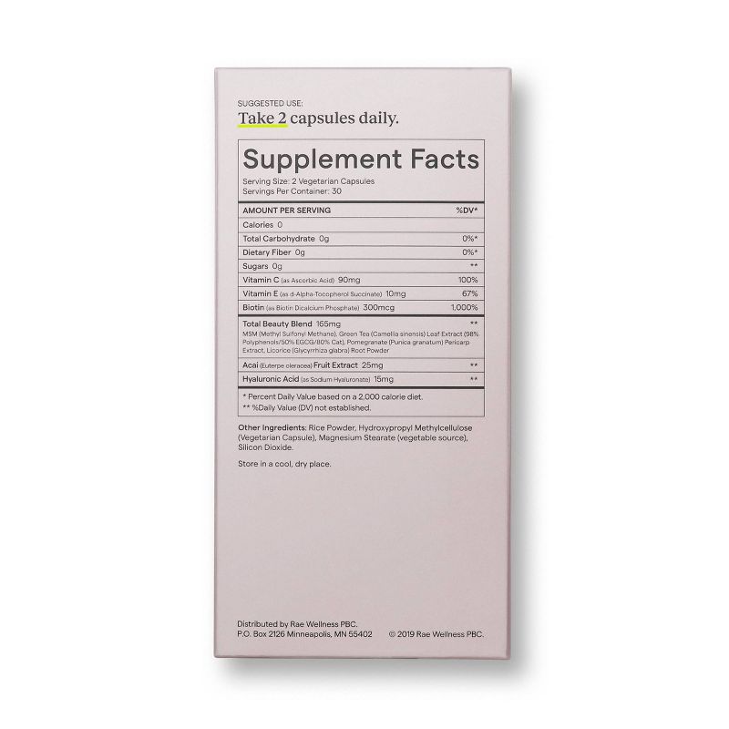 Rae Beauty Dietary Supplement Capsules - 60ct