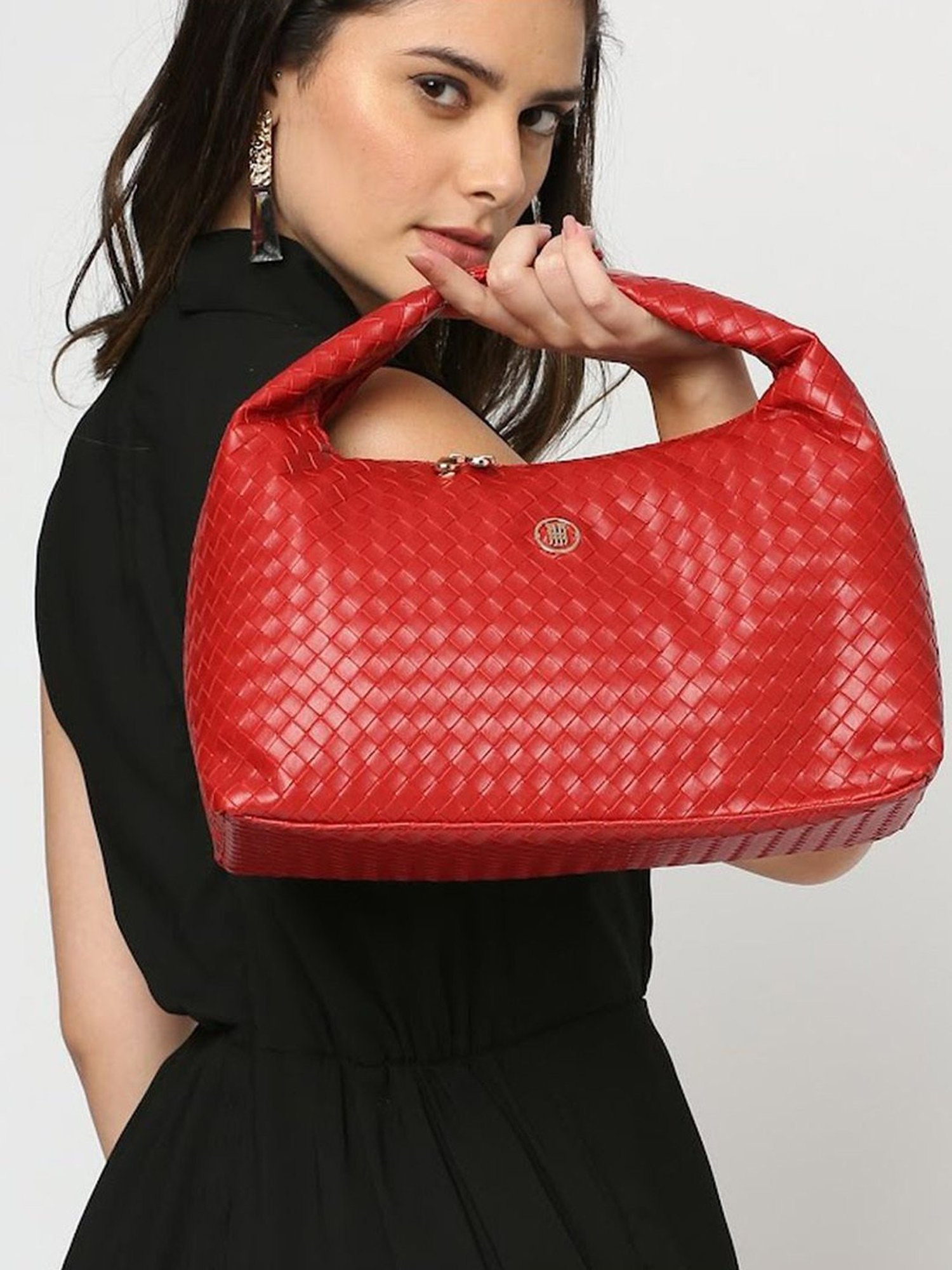 THE HOLISTIK Allure Red Textured Medium Sling Handbag