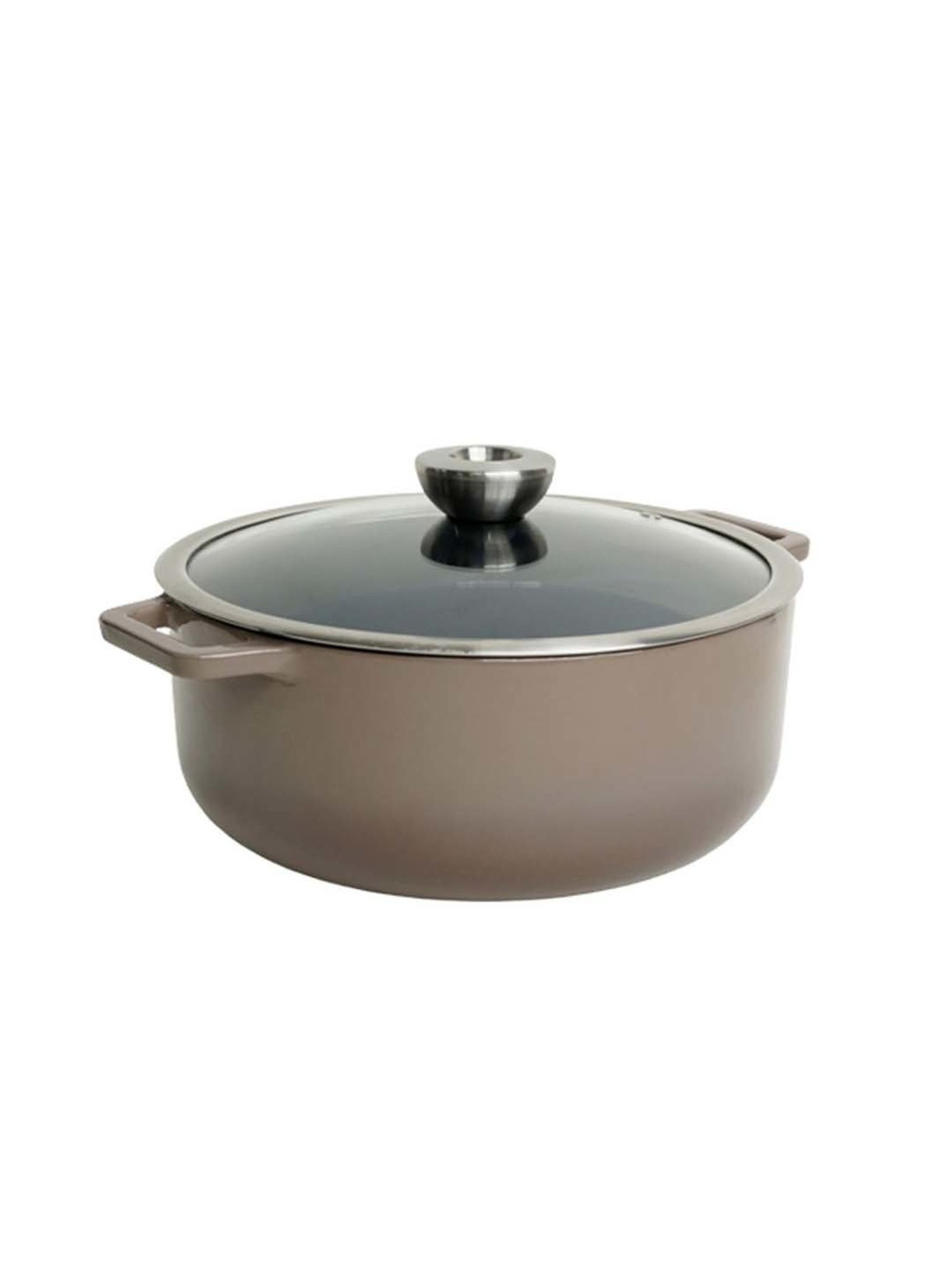 Meyer Enamel Grey & Transparent Iron Casserole with Lid (5.2 L)