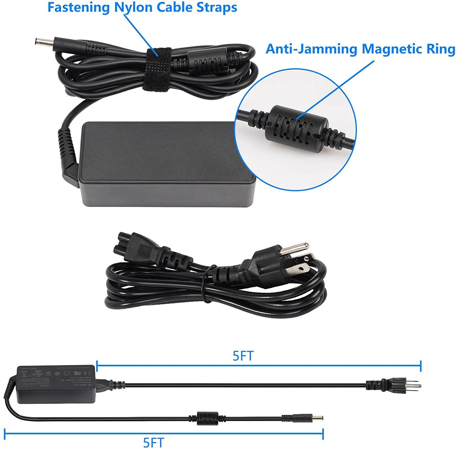 [UL Listed] 45W AC Adapter Charger 19.5V 2.31A for Dell Inspiron 11 13 14 15, XPS 11 12 13 9350 9333 Laptop Power Cord Supply
