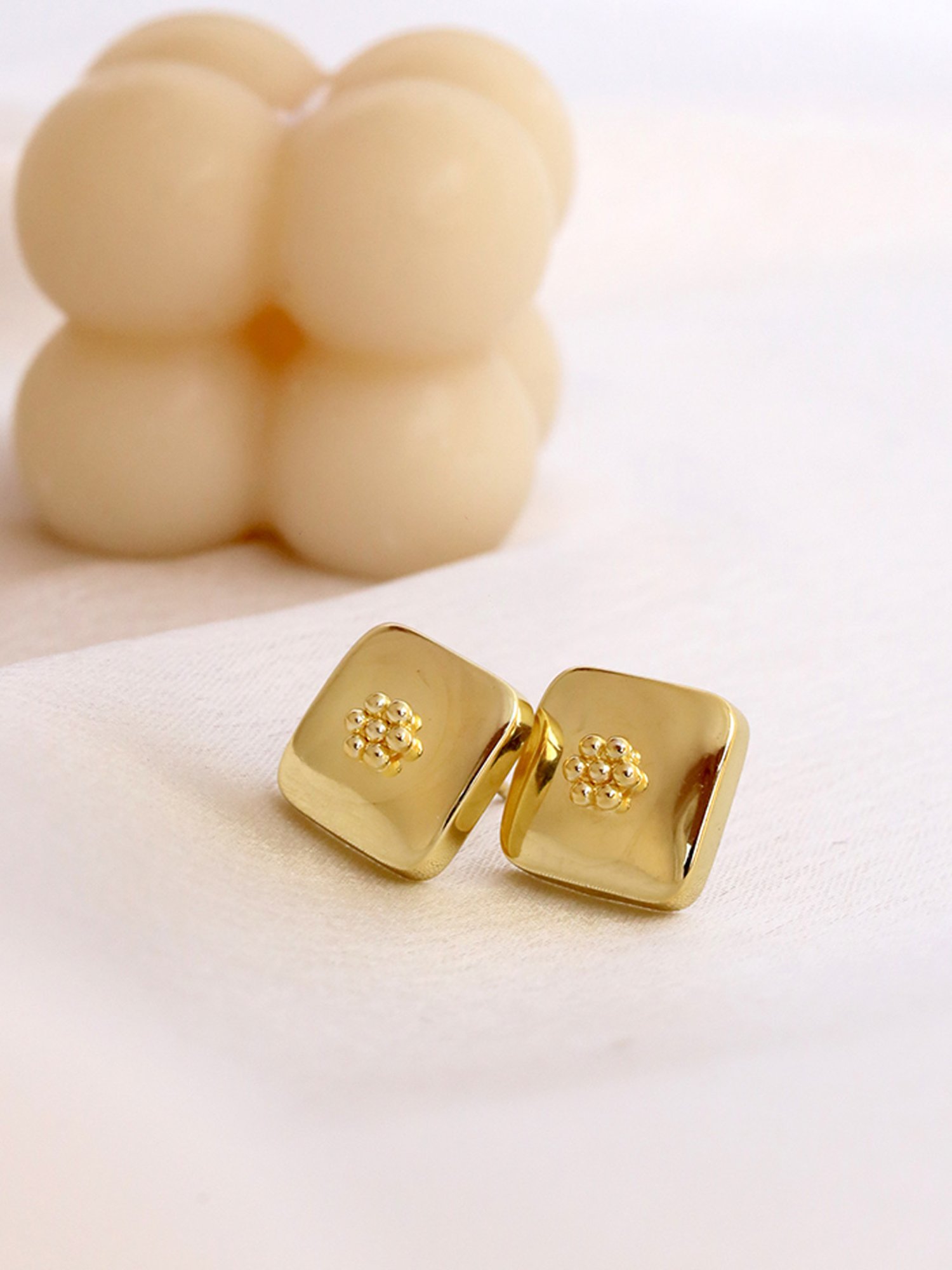 Perfectly Average Square Beaded Flower Studs