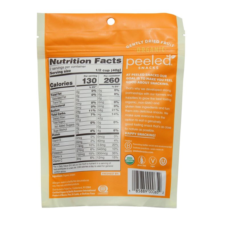 Peeled Organic Dried Mango Snacks - 2.8oz