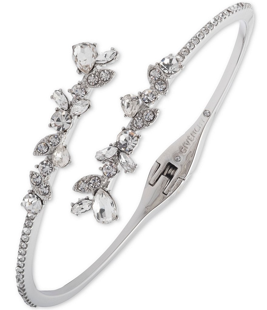 Givenchy Crystal Floral Bypass Cuff Bracelet