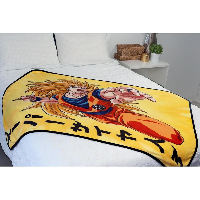 Just Funky Dragon Ball Z Goku Super Saiyan 3 Japanese Fleece Throw Blanket