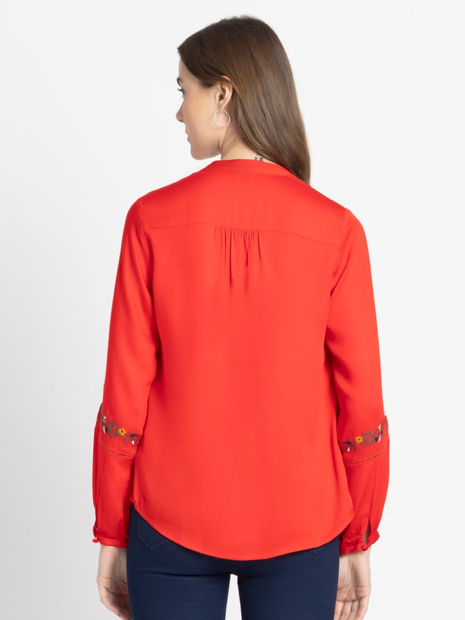 SHAYE Red Embroidered Top
