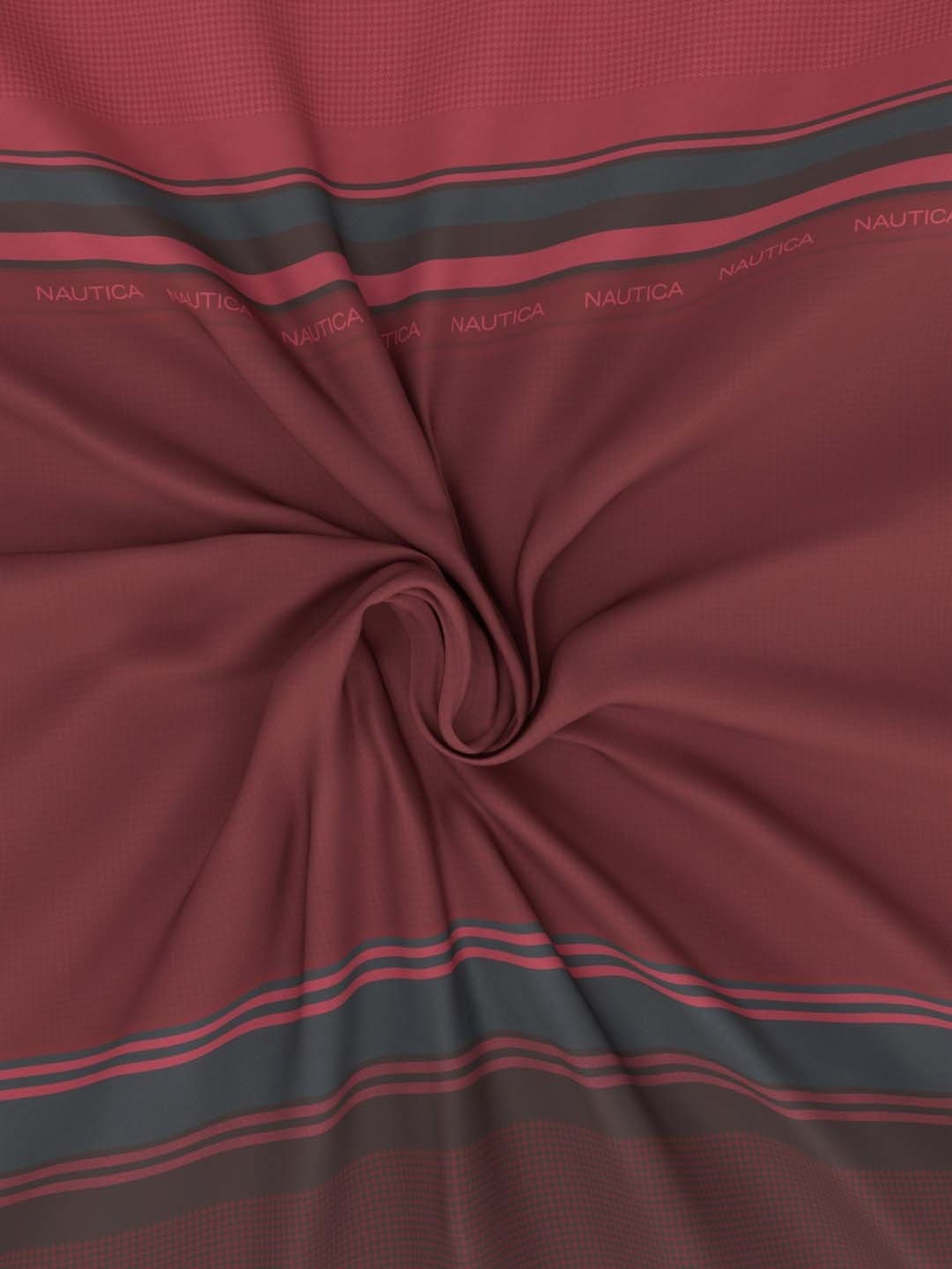 NAUTICA Hampton Red & Black Satin Cotton 210 TC Super King Bedsheet with 2 Pillow Cover