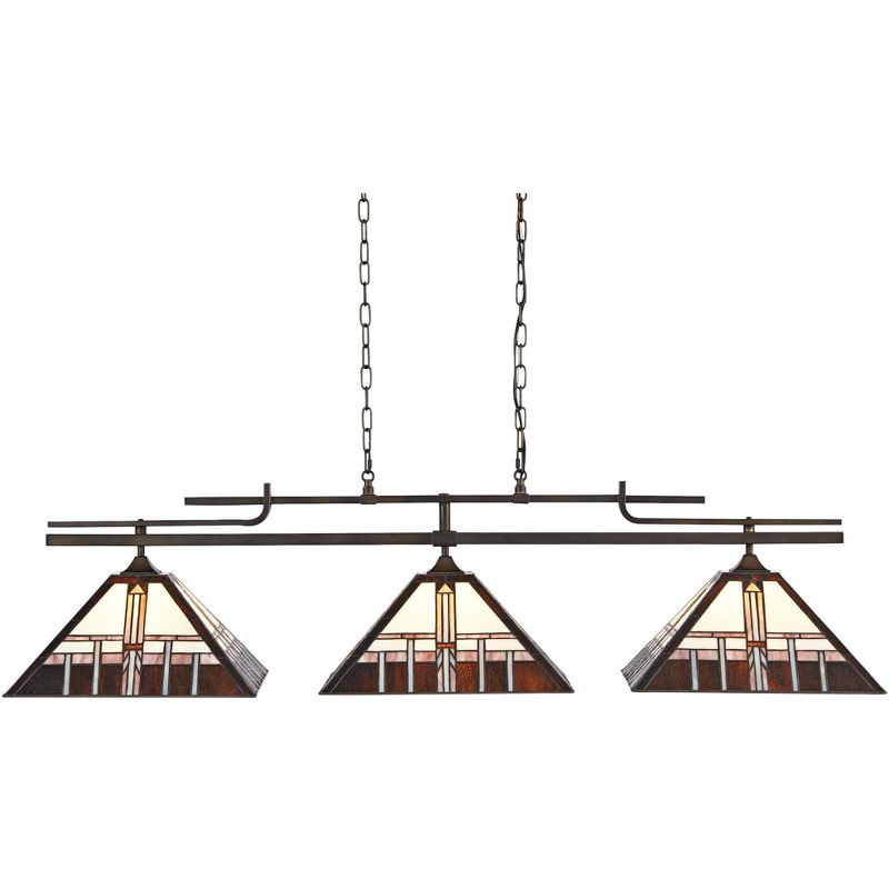 Robert Louis Tiffany Pirro 56" Wide Bronze Alfred Geometric Kitchen Island Light