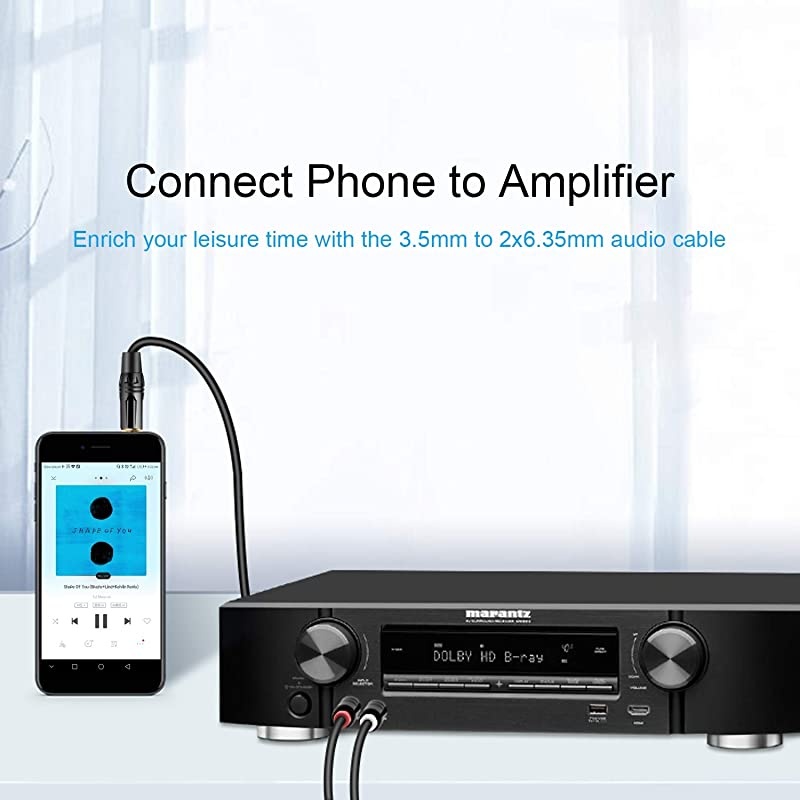 3 FT 35mm 18quot TRS to 2 x 635mm 14quot TS Mono Y Cable Splitter Cable Compatible with iPhone iPodLaptopCD PlayersPower AmplifierMixer Home Stereo Systems1 MeterBlack