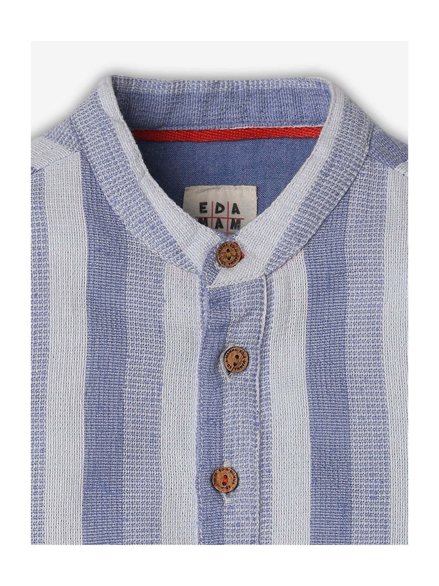 Ed-a-Mamma Kids Blue Striped Full Sleeves Shirt