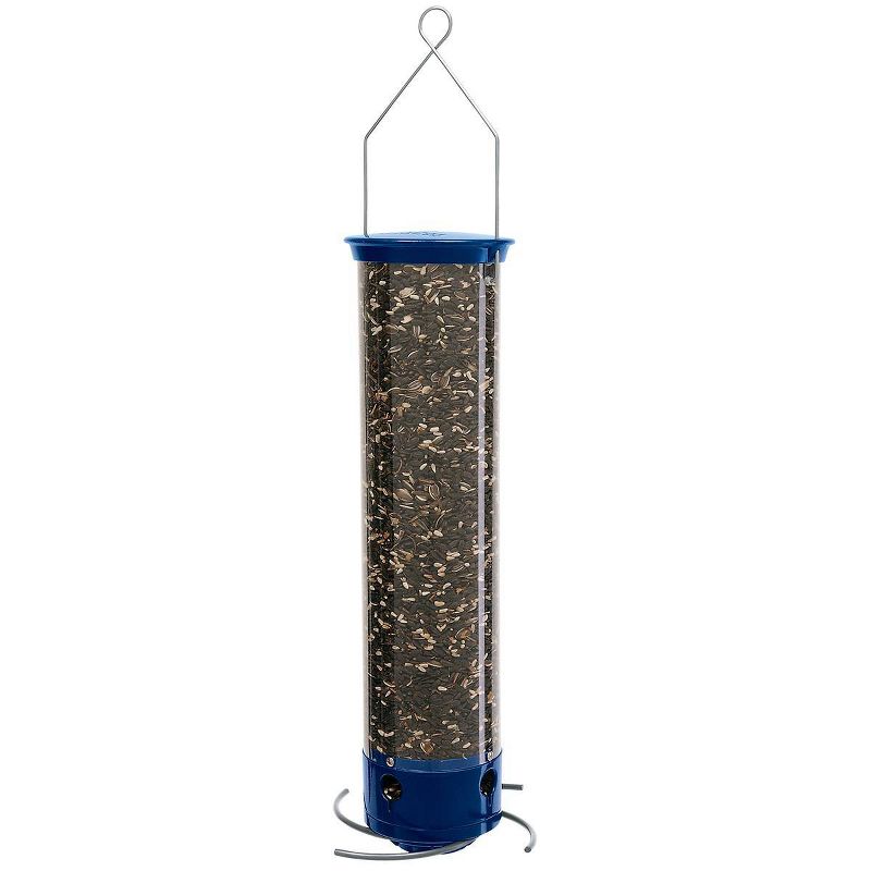 Droll Yankees Yankee Whipper Collapsing Curved Perch Squirrel Proof Bird Feeder - Blue - 21"
