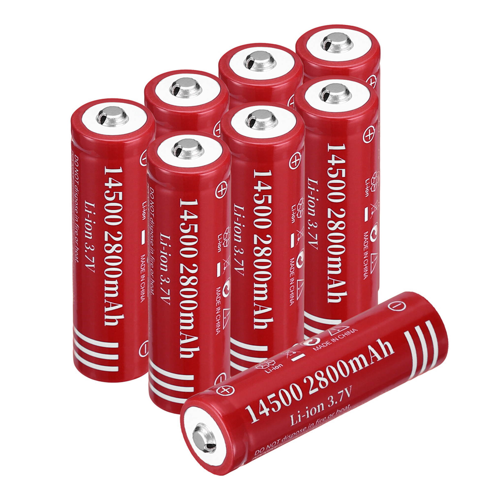 4 piece 2800mAh 14500 3.7V Li-ion Rechargeable Batteries for Torch Camera Flashlight