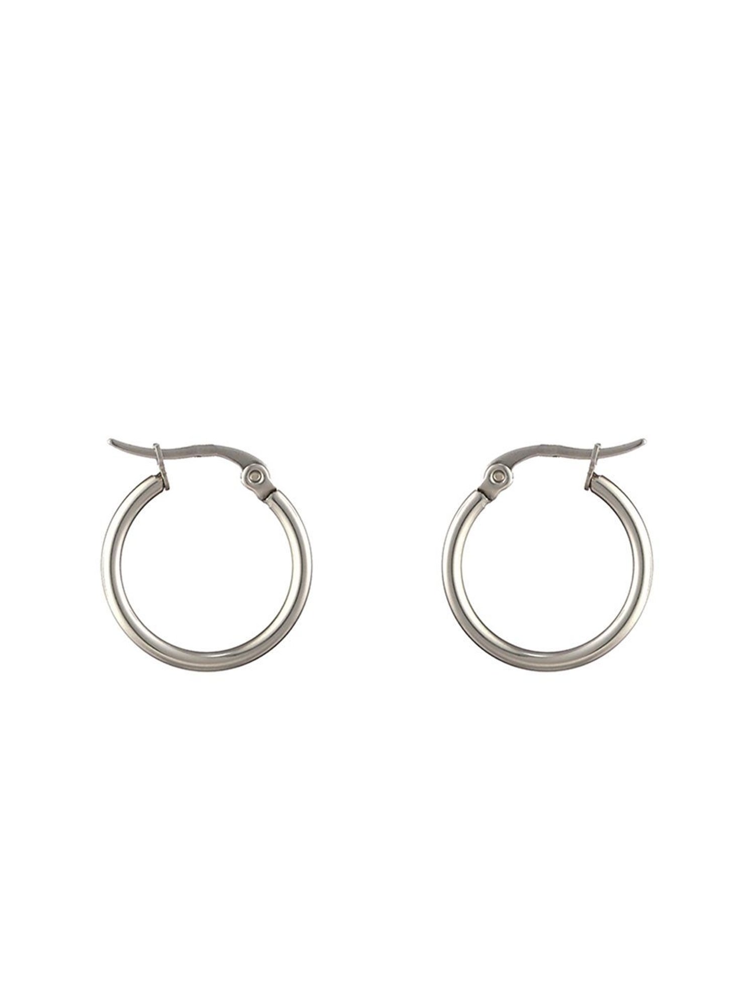 Priyaasi Solid Silver & Black Hoop Earrings
