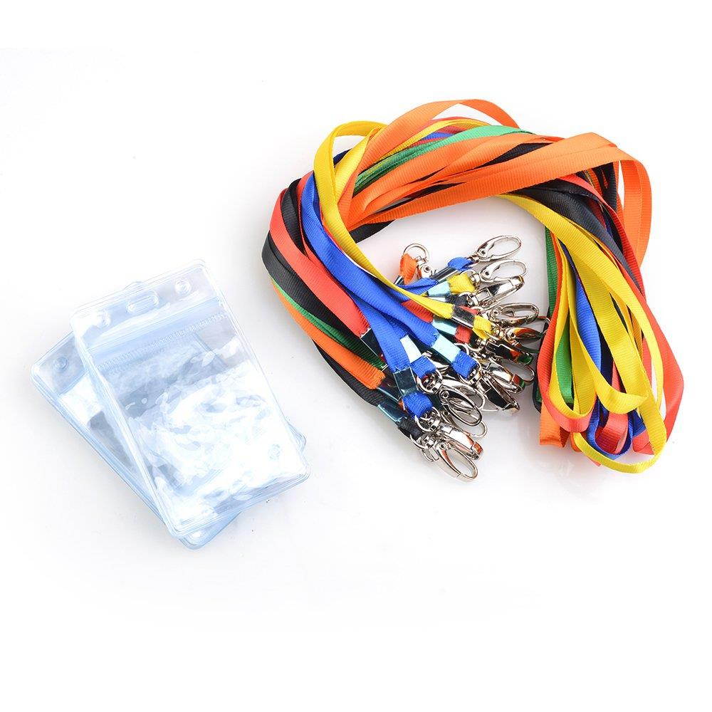Lanyard With ID Badge Holders Vertical Name Badge Card Holders Bulk 24 Sets for Kids and Adults (Vertical)