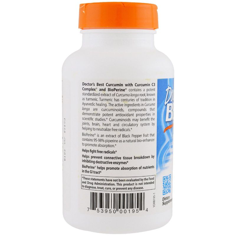 Doctor's Best High Absorption Curcumin , 1,000 mg, 120 Tablets, Greens and Superfood Supplements