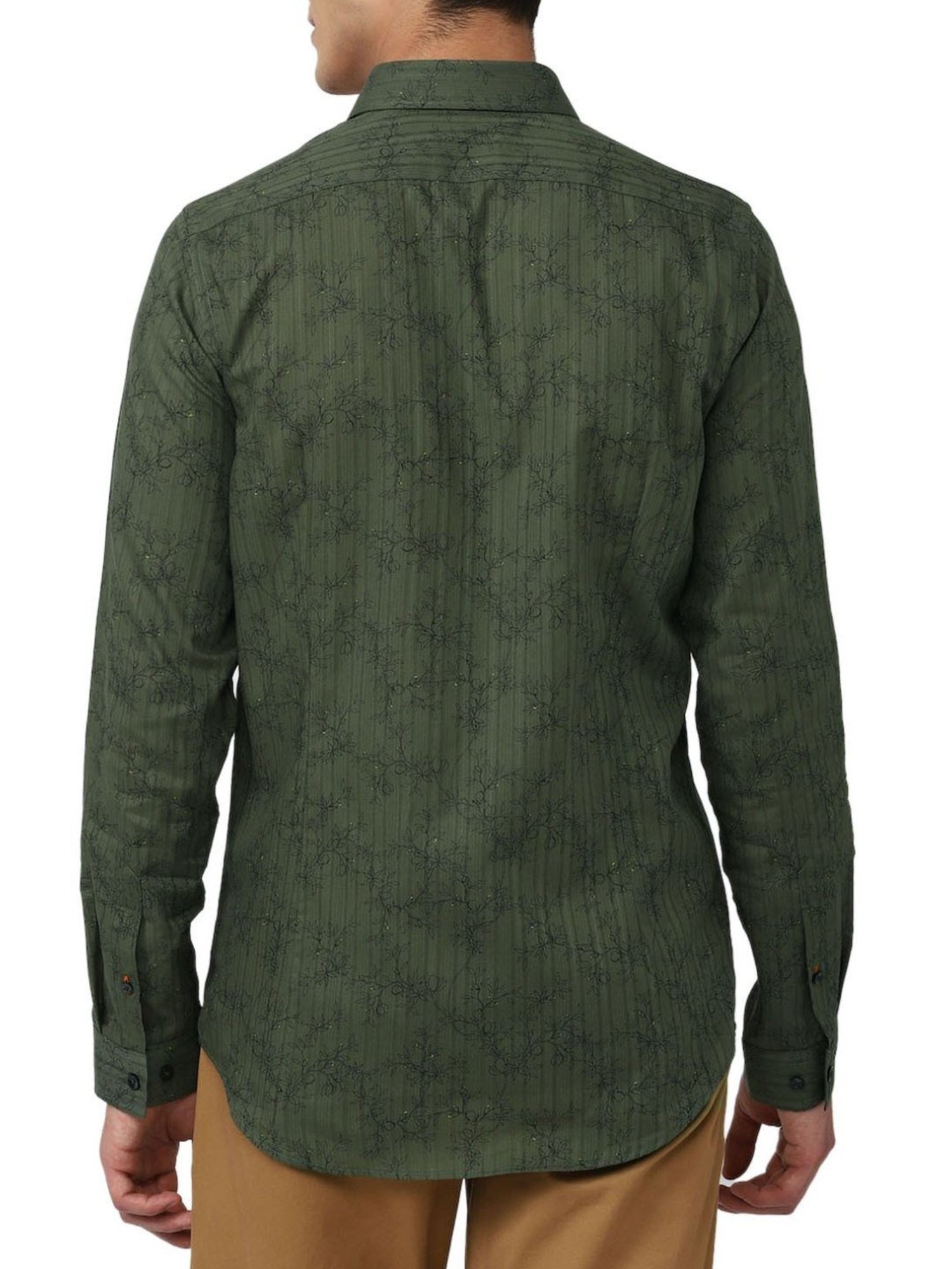 Simon Carter London Green Printed Slim Fit Shirt