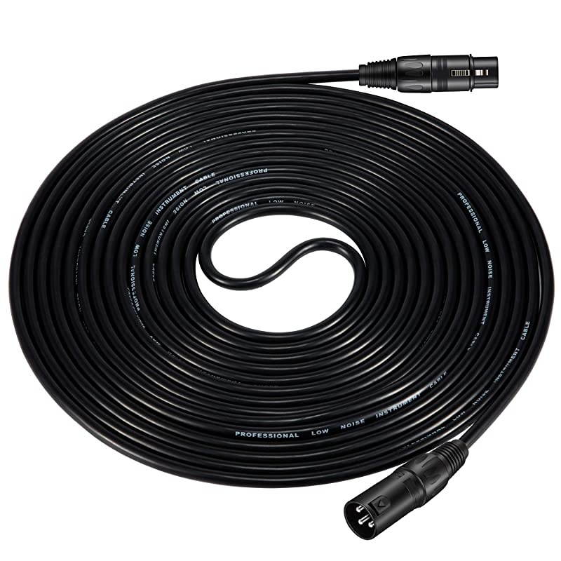 25ft XLR 25 Feet Microphone Male to Female Mic Cables Cord, Black 6-Pack