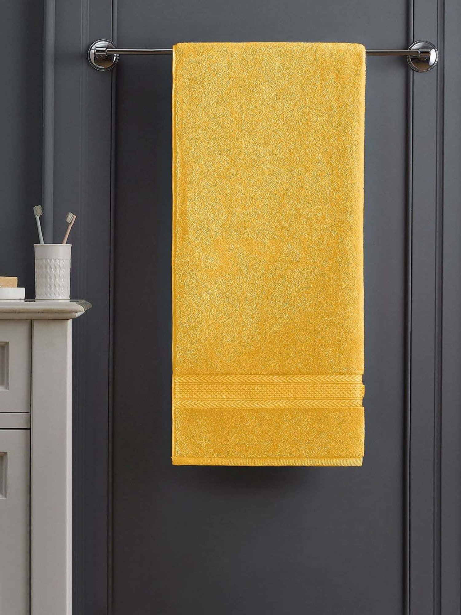 Raymond Home Fresh Yellow 340 GSM Cotton Bath Towel