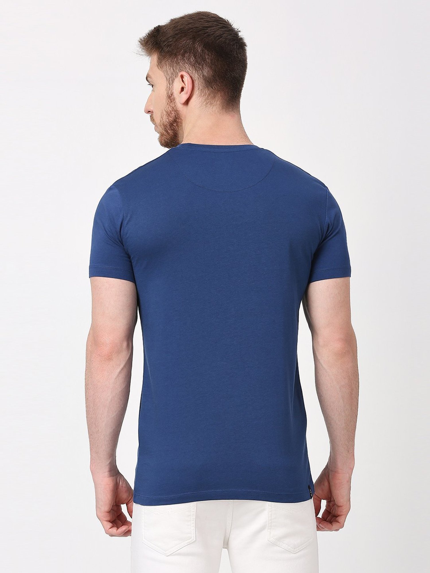 Being Human Dark Blue Regular Fit Printed T-Shirt