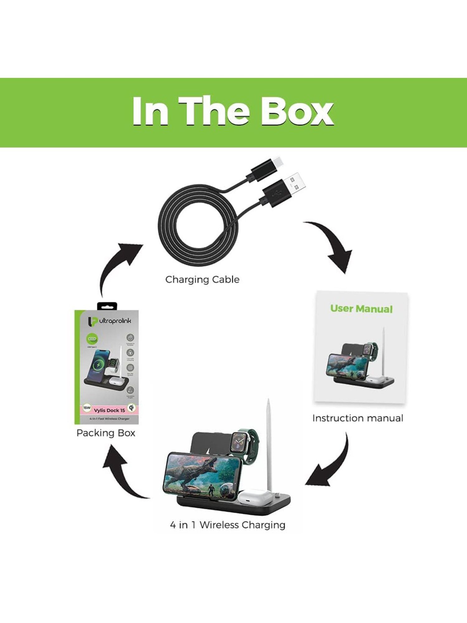 ULTRAPROLINK Vylis15 UM1006N 15W 4-in-1 Wireless Charging Dock (Black)