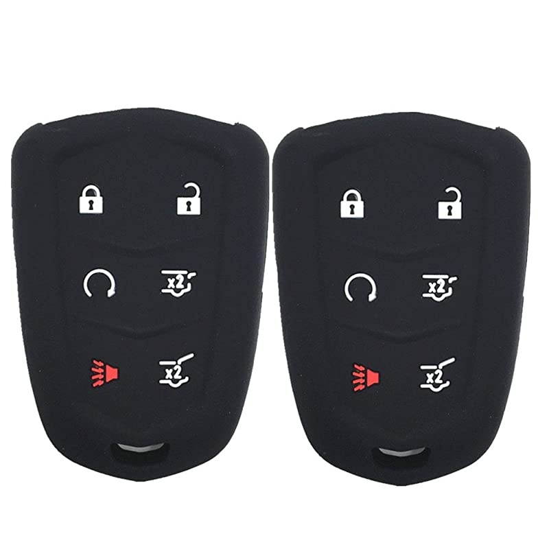 2 Black Silicone Key Fob Case Covers Jacket Skin Protector fit for Cadillac SRX
