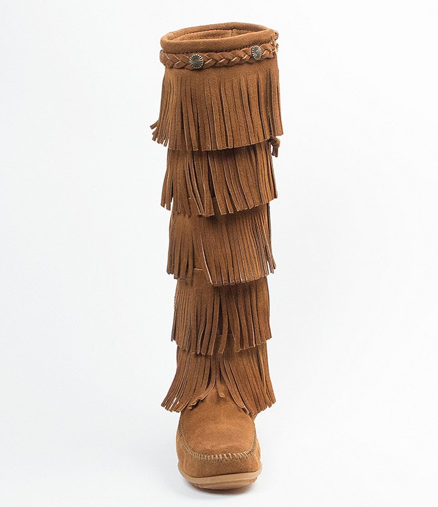 Minnetonka 5-Layer Fringe Suede Boots