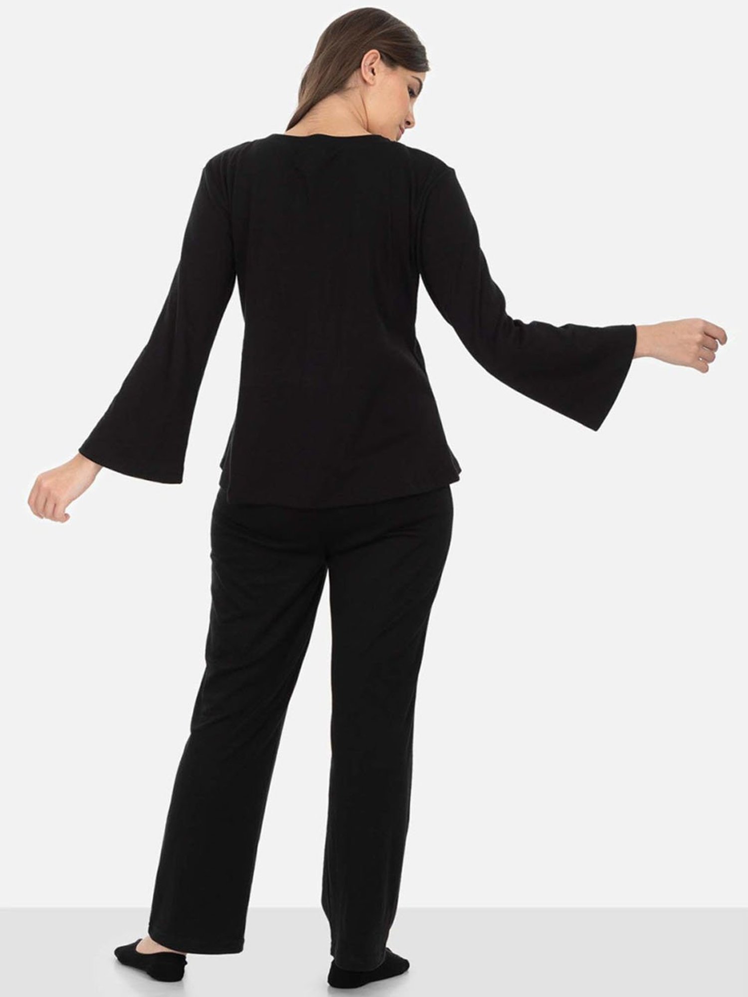 The Calm Collective Black Emma Knit Pajama Set