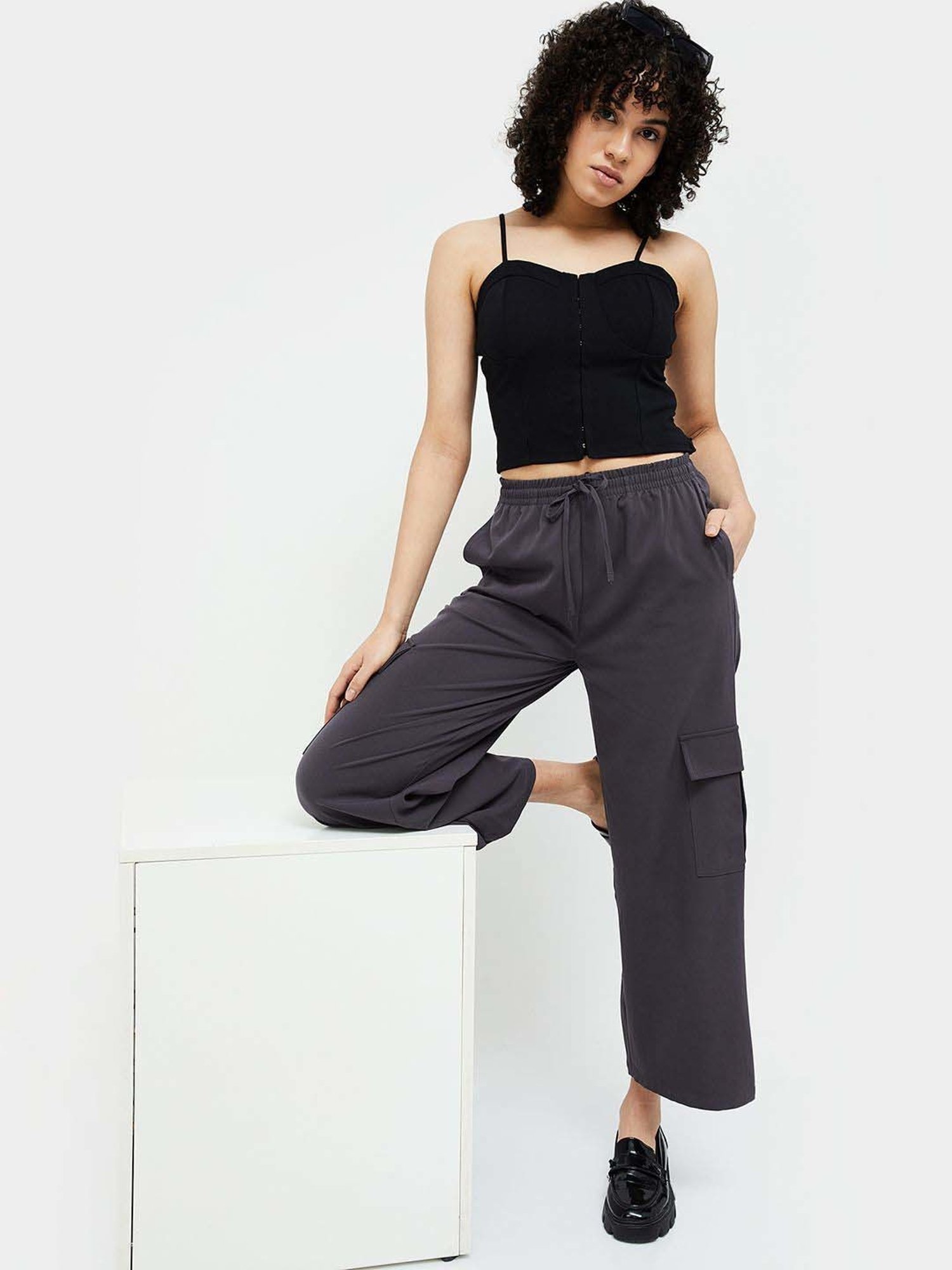 Ginger by Lifestyle Black Regular Fit Crop Top