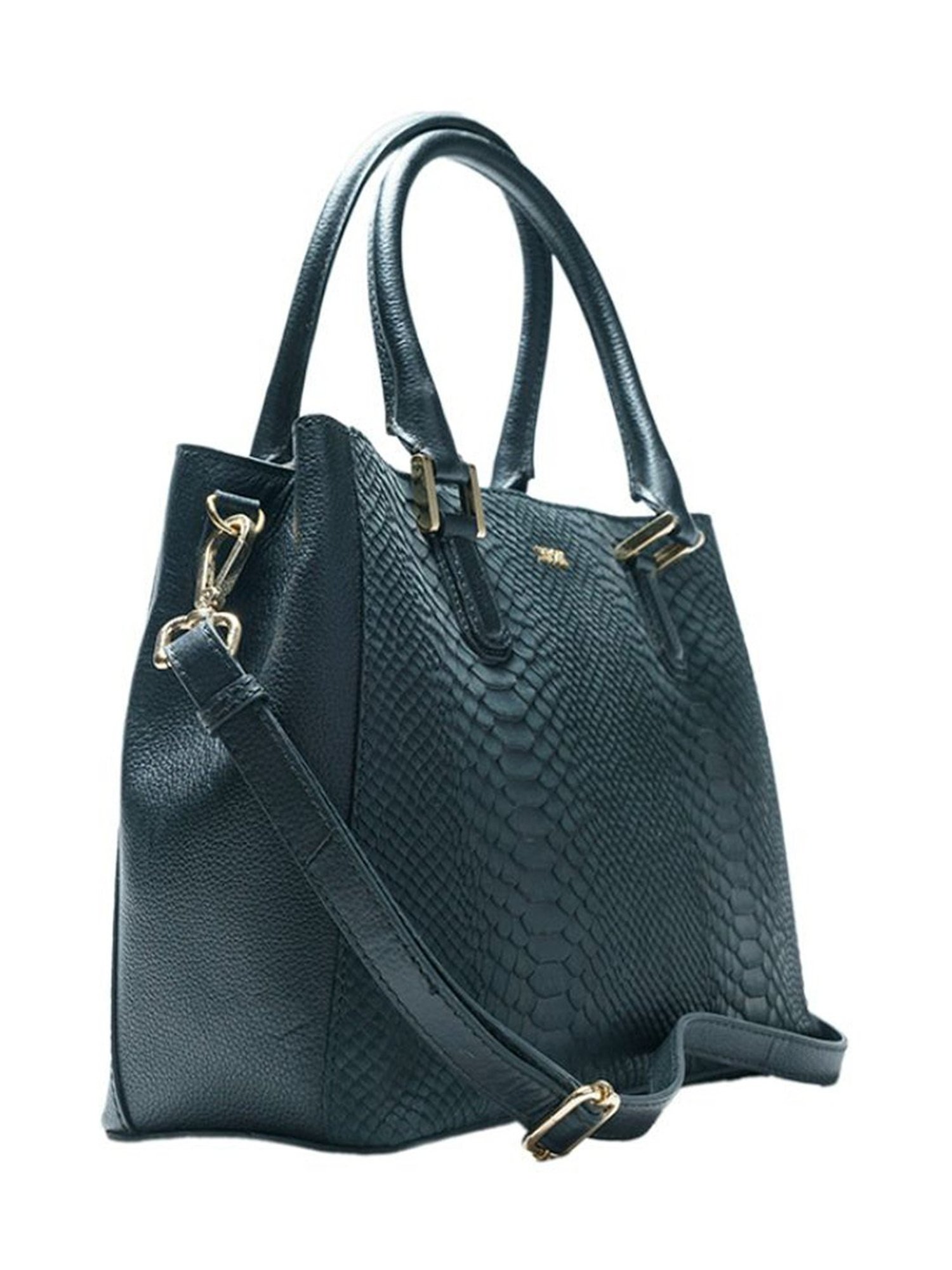 RI2K London Black Leather Medium Animal Effect Handbag