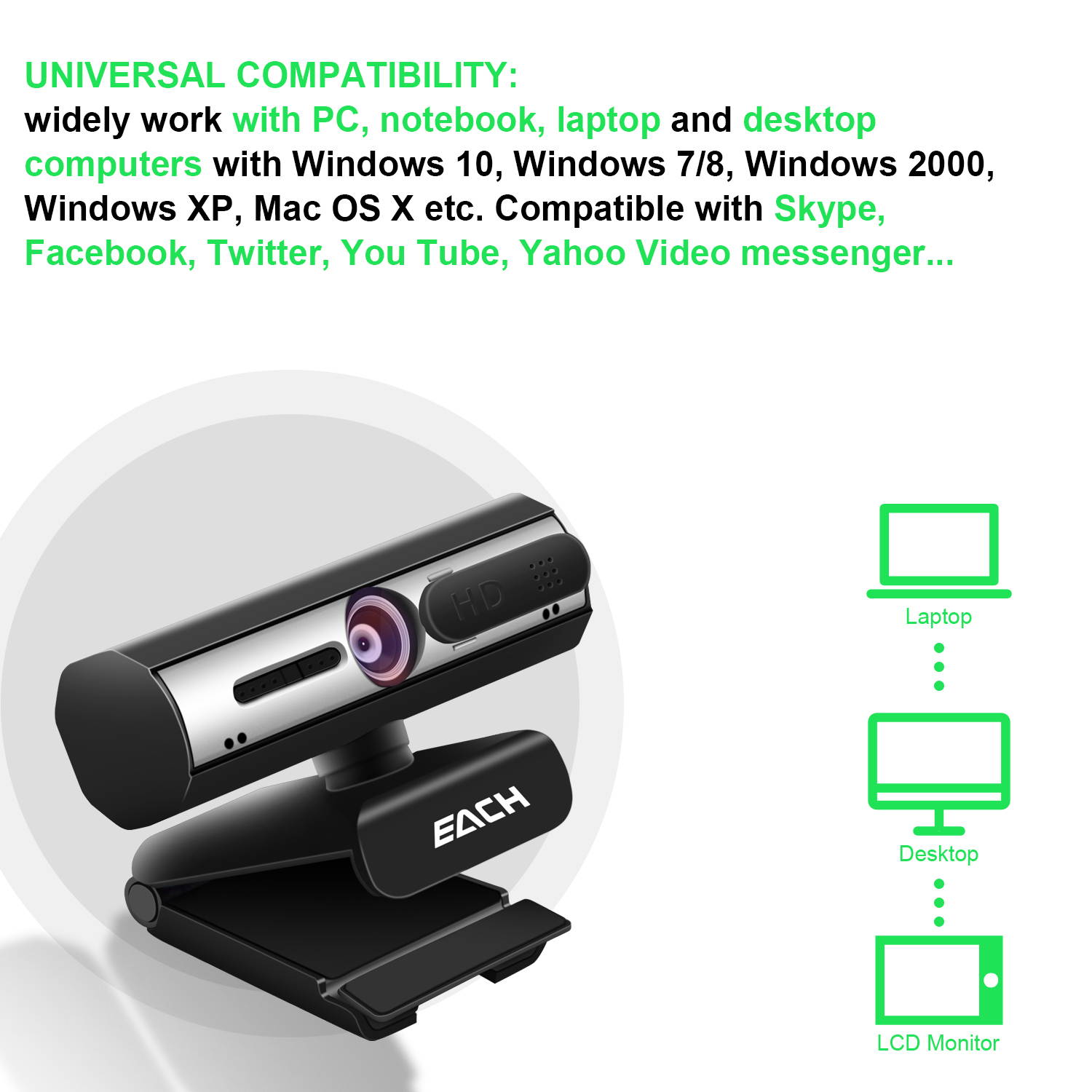 AutoFocus Full HD Webcam 1080P with Dual Noise-cancelling Microphones and with Privacy Shutter-USB Computer Camera for PC Laptop Desktop Mac Video Calls, Conference Skype (tripod not included)