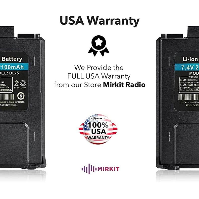 2Pcs Baofeng Battery Pack BL5 2100mAh High Capacity Baofeng Accessories for TwoWay Ham Radio DM 5R Plus UV5R MK233X45 BF F8HP UV 5RTP UV 5R V2 Series by  Radio USA Warranty