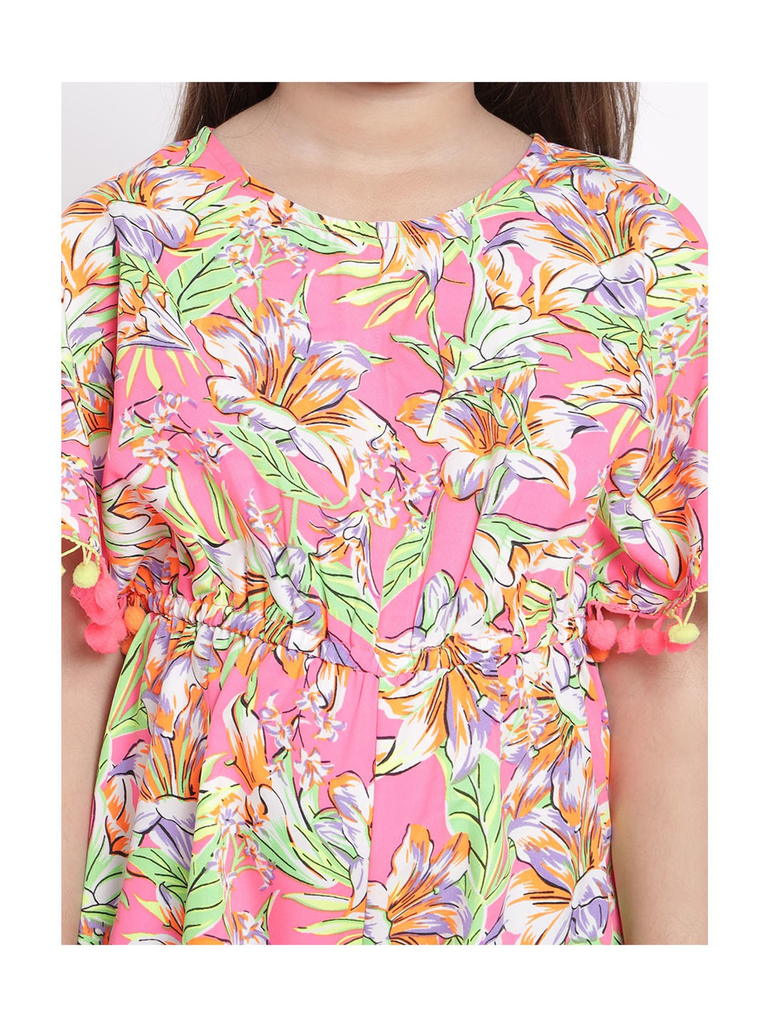 Nauti Nati Kids Pink Printed Jumpsuit