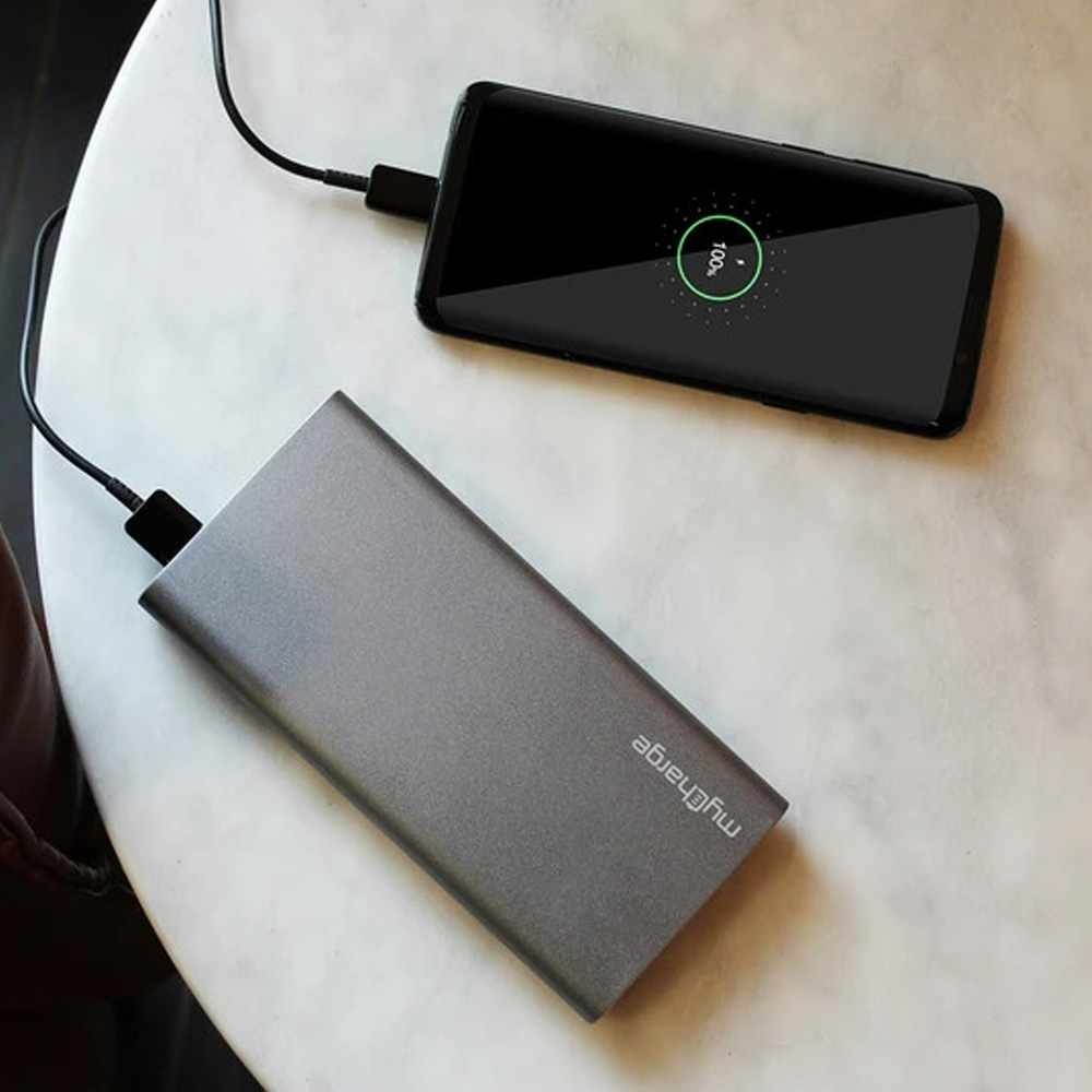 mycharge razorultra-c portable charger 16000mah / 18w dual usb qc 3.0 external battery pack power bank for usb-a and usb-c devi