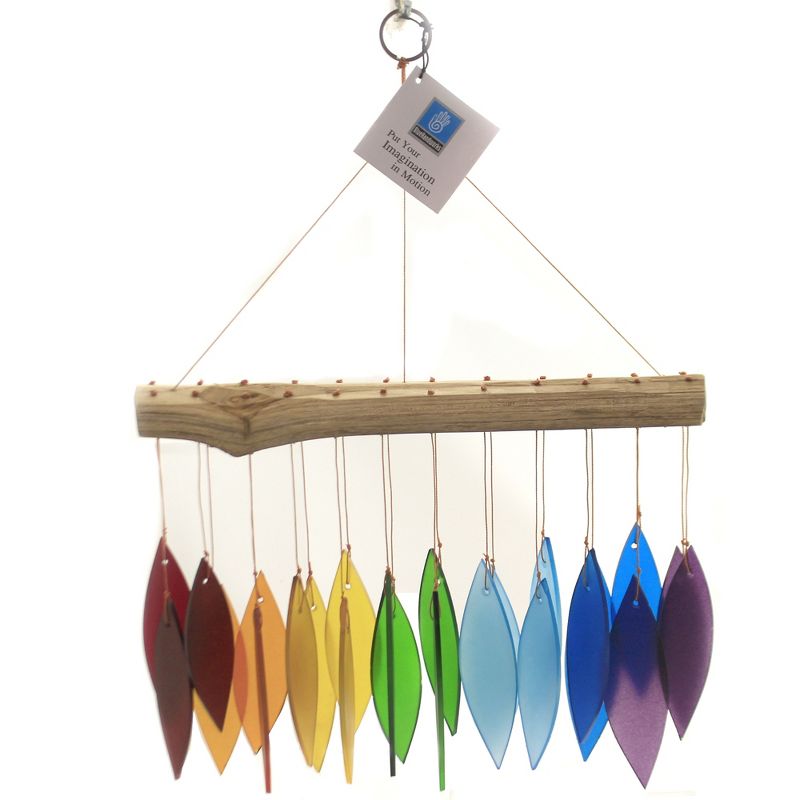 Home & Garden 15.0" Over The Rainbow Windchime Hand Cut Glass Chimes Gold Crest Distributing  -  Bells And Wind Chimes