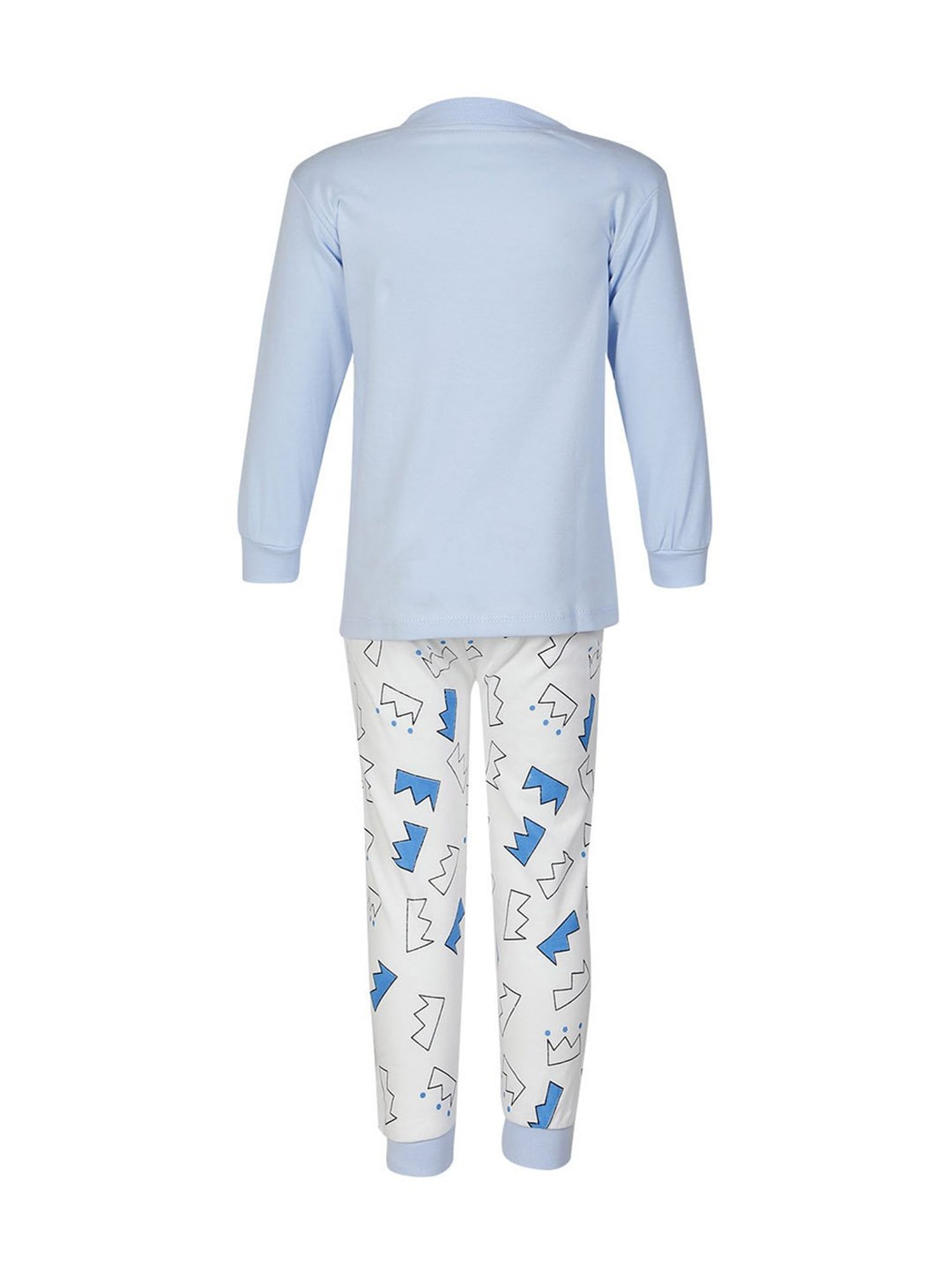 Passion Petals Boys Blue & White Printed T-Shirt with Pajamas