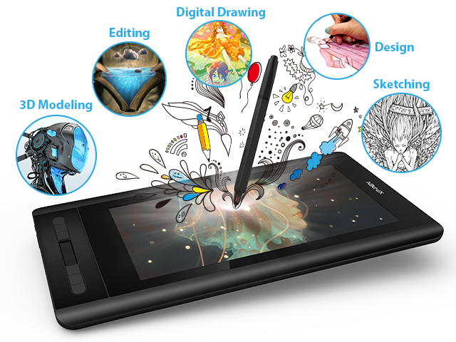 XP-PEN Artist12 11.6 Inch FHD Drawing Monitor Pen Display Graphic Monitor with PN06 Battry-Free Pen Multi-Function Pen Holder and Glove 8192 Pressure Sensitivity