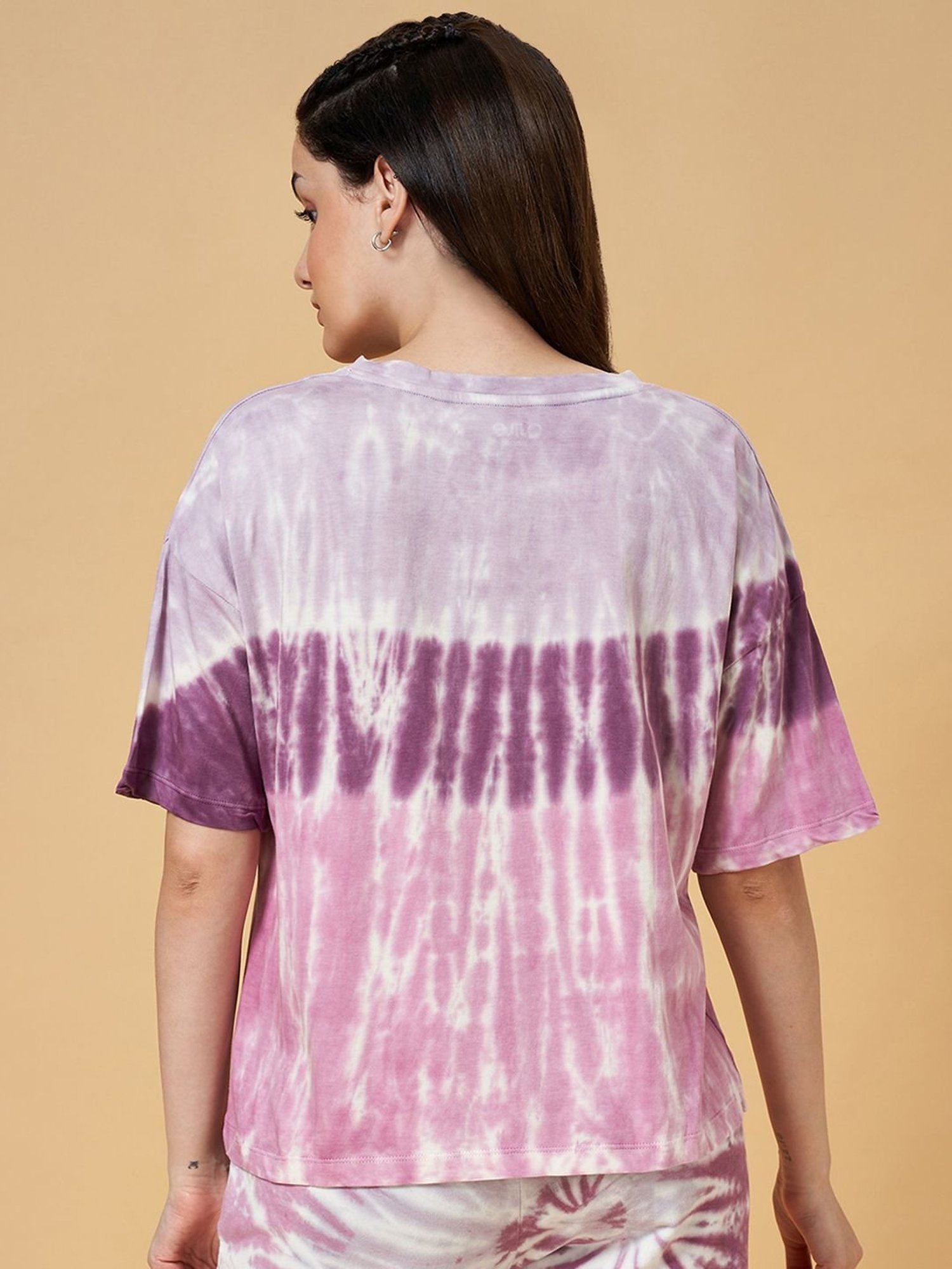 Ajile by Pantaloons Purple Cotton Tie & Dye Sports T-Shirt