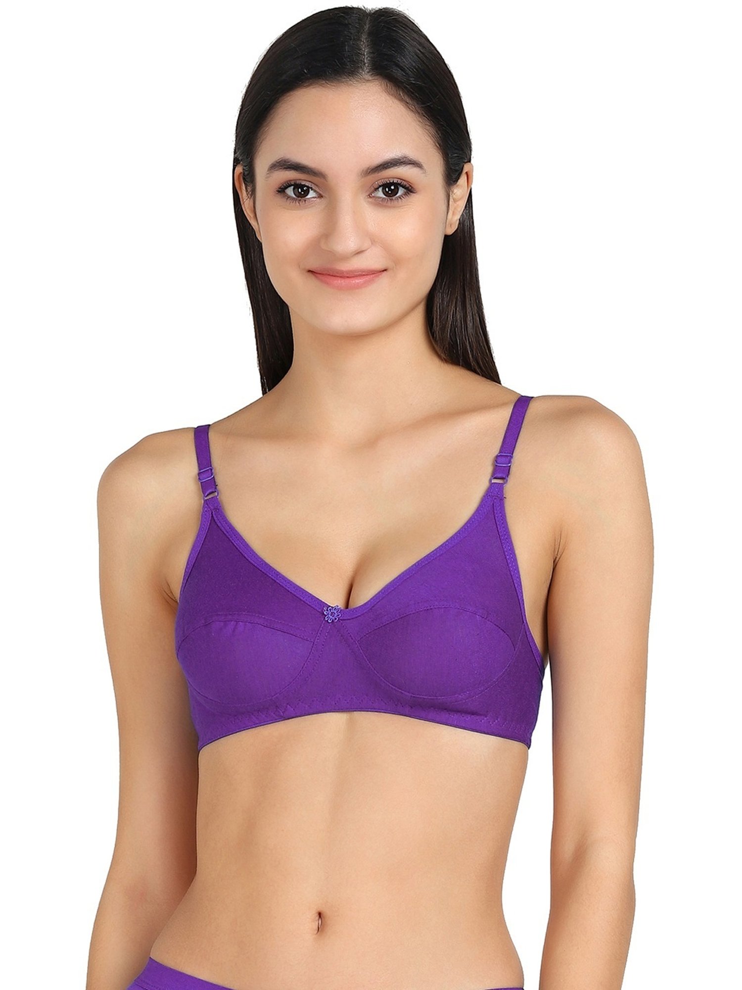 AROUSY Purple & Maroon Cotton T-Shirt Bra - Pack Of 2