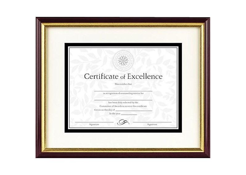 Dax Document/Certificate Frame w/Mat Plastic 11 x 14 8 1/2 x 11 Mahogany/Gold 2703S2RX
