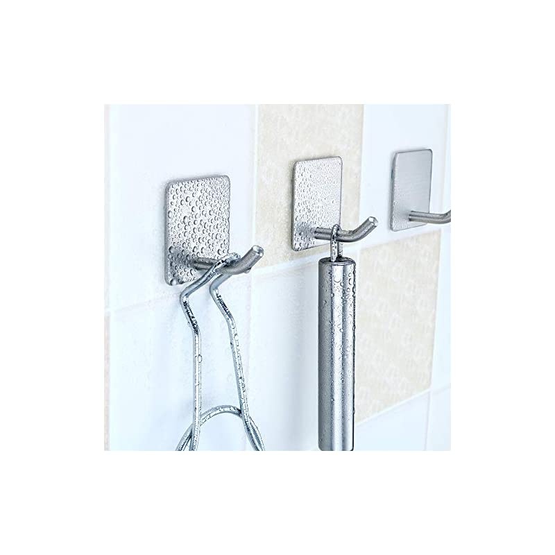 Hooks Heavy Duty Stick on Wall Hooks Hangers Towel Hooks for Hanging Bathroom Kitchen Home Door Closet Cabinet-Stainless Steel-4 Packs