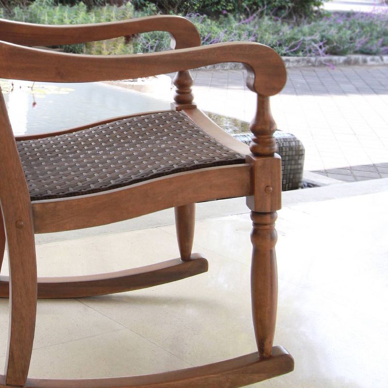 Lyon Wood Oversized Wicker Rocking Chair - Brown - Cambridge Casual