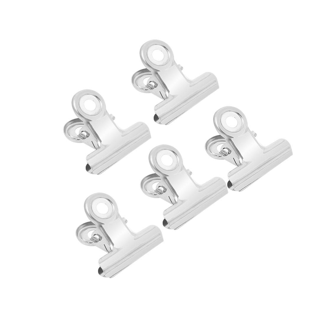 Unique Bargains Unique Bargains 30mm Width Office Stationery Silver Tone Steel Clamp File Paper Clips 5 Pcs